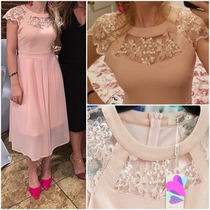BLUSH/ LIGHT PINK DRESS LACE TOP worn once